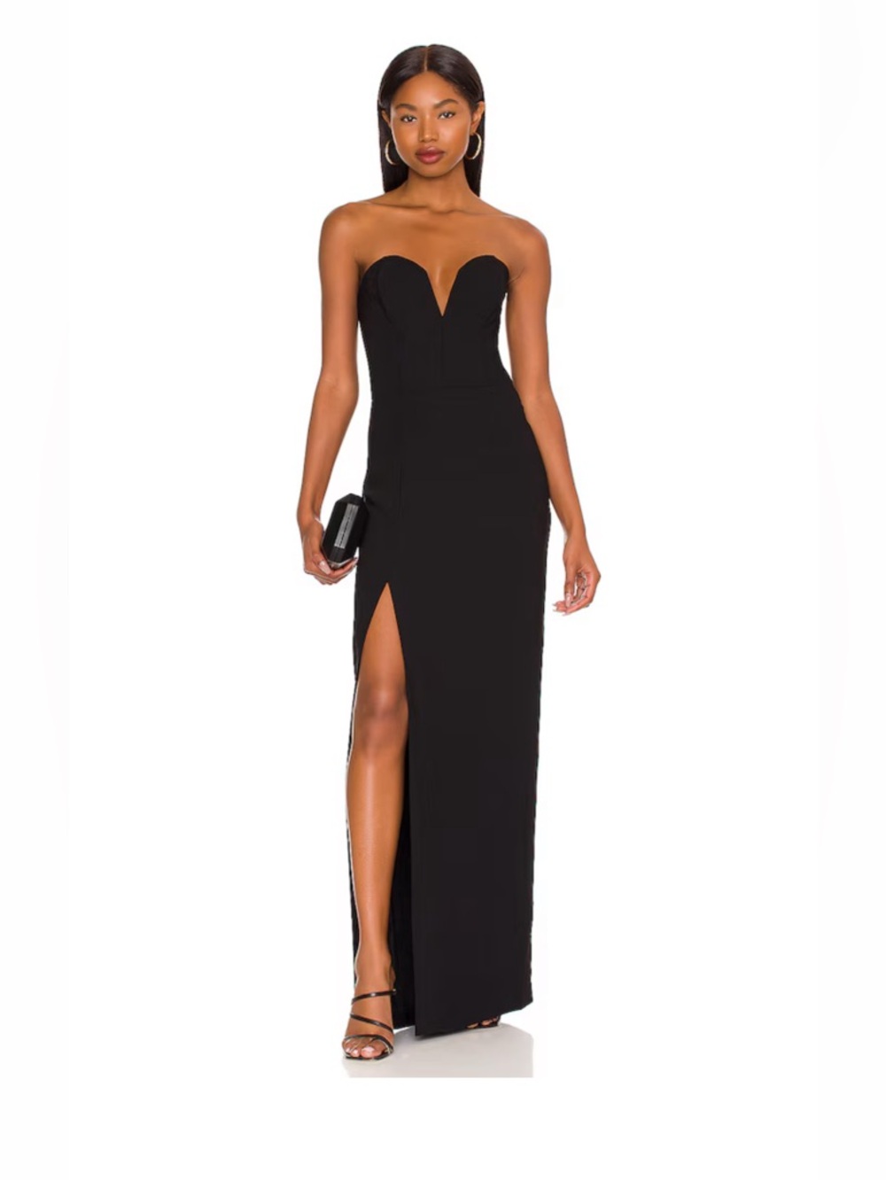 Amanda Uprichard Cherri Gown Black Strapless Maxi Dress Slit Revolve Large